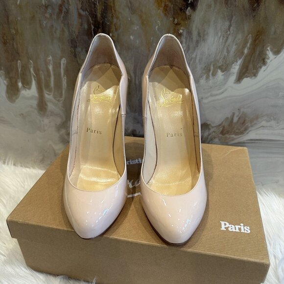 Christian Louboutin Nude Wavy Dolly Patent Heels - Picture 4 of 6